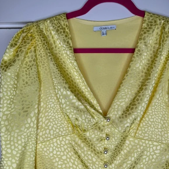 Olivia Rubin Dahlia Midi Dress Yellow Long Sleeve Button